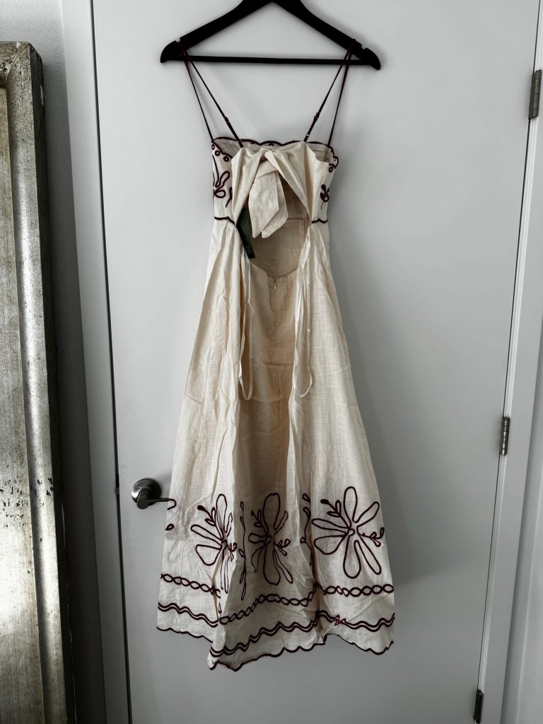 Grey Bandit White And Red Embroidered Maxi Dress Nwt - Small — image 4 of 6